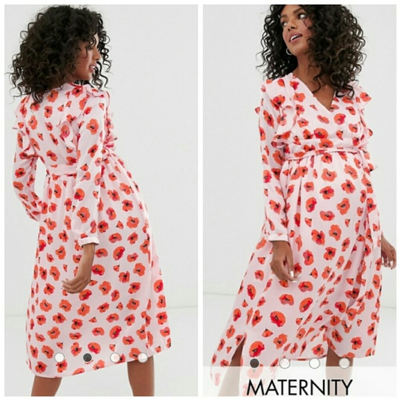 ASOS Dresses & Skirts - ASOS Bloom Floral Ruffle Detail in Poppy Dress